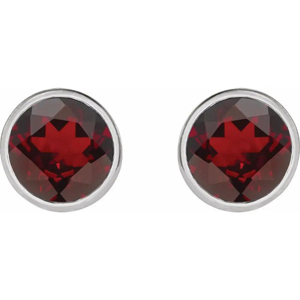 Lumière de Saint-Germain, Mozambique Garnet Bezel Stud Earrings