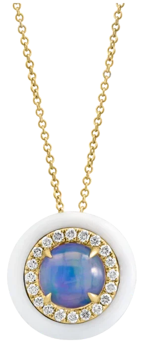 L’Océan Céleste Necklace, Opal & Diamonds Necklace