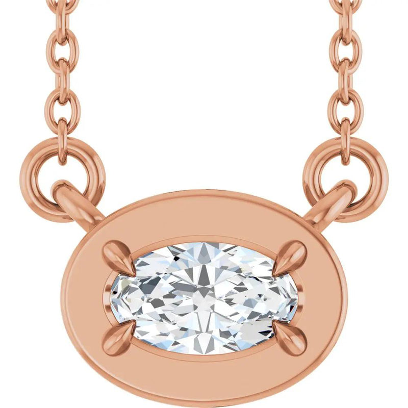 Soleil du Pays Basque, Oval Diamond Solitaire Necklace