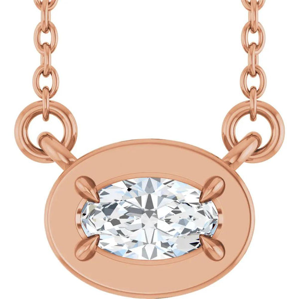 Soleil du Pays Basque, Oval Diamond Solitaire Necklace