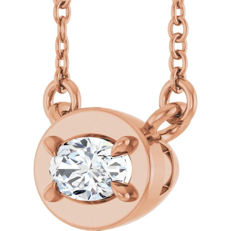 Soleil du Pays Basque, Oval Diamond Solitaire Necklace