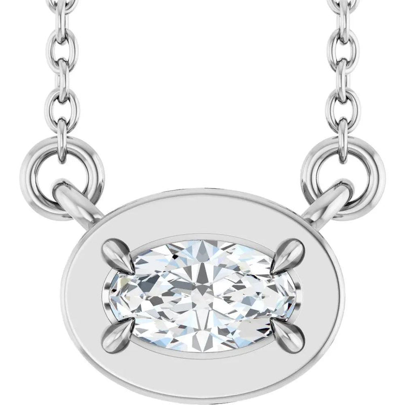 Soleil du Pays Basque, Oval Diamond Solitaire Necklace