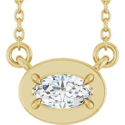 Soleil du Pays Basque, Oval Diamond Solitaire Necklace