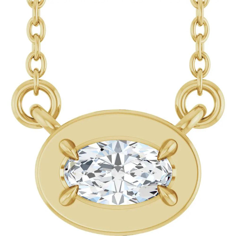 Soleil du Pays Basque, Oval Diamond Solitaire Necklace