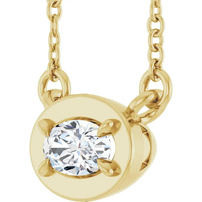 Soleil du Pays Basque, Oval Diamond Solitaire Necklace