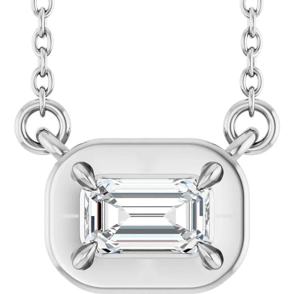 Soleil du Pays Basque, Emerald Cut Diamond Solitaire Necklace