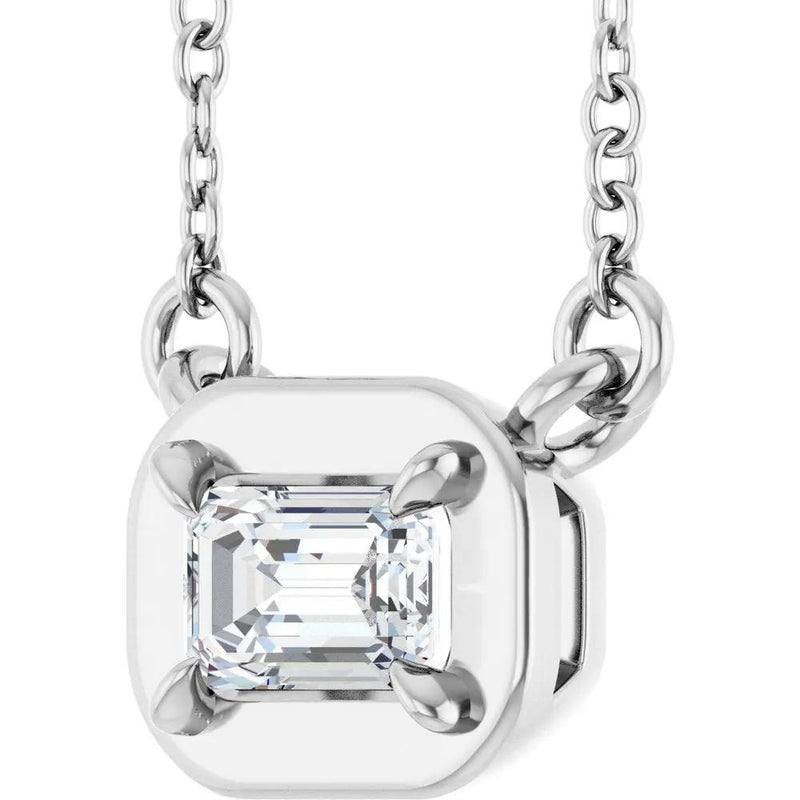 Soleil du Pays Basque, Emerald Cut Diamond Solitaire Necklace