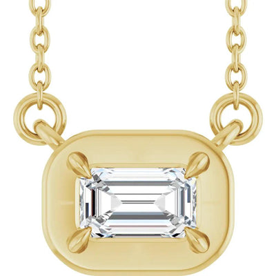 Soleil du Pays Basque, Emerald Cut Diamond Solitaire Necklace