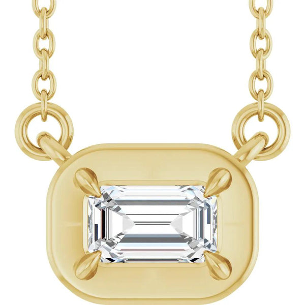 Soleil du Pays Basque, Emerald Cut Diamond Solitaire Necklace