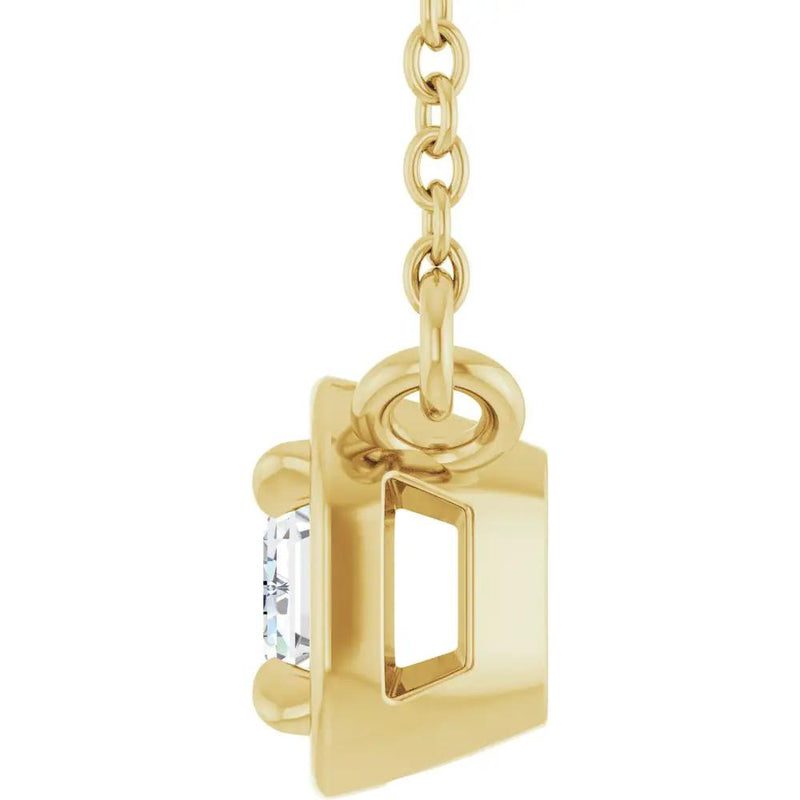 Soleil du Pays Basque, Emerald Cut Diamond Solitaire Necklace