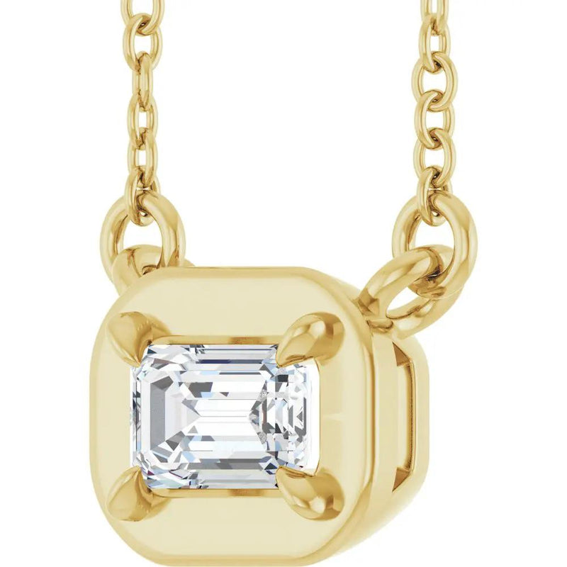 Soleil du Pays Basque, Emerald Cut Diamond Solitaire Necklace