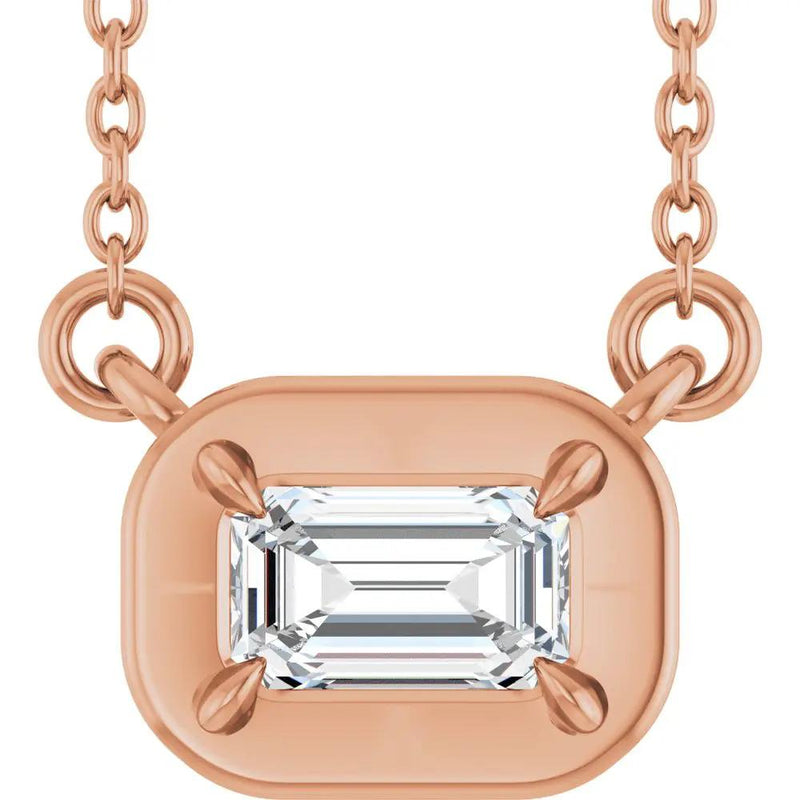 Soleil du Pays Basque, Emerald Cut Diamond Solitaire Necklace