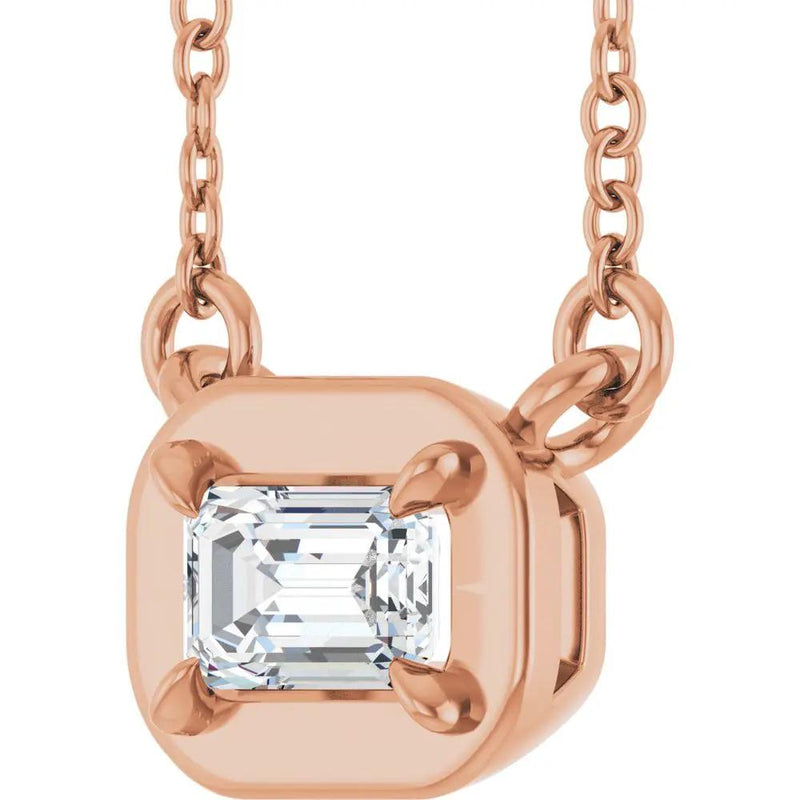 Soleil du Pays Basque, Emerald Cut Diamond Solitaire Necklace