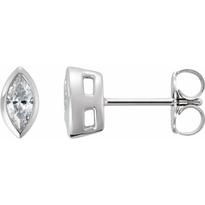 L'Oeil de France, Lab-Grown Diamond Marquise Bezel Stud Earrings