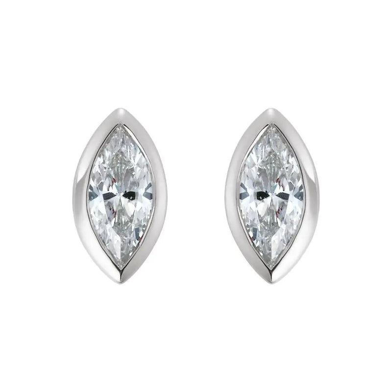 L'Oeil de France, Lab-Grown Diamond Marquise Bezel Stud Earrings