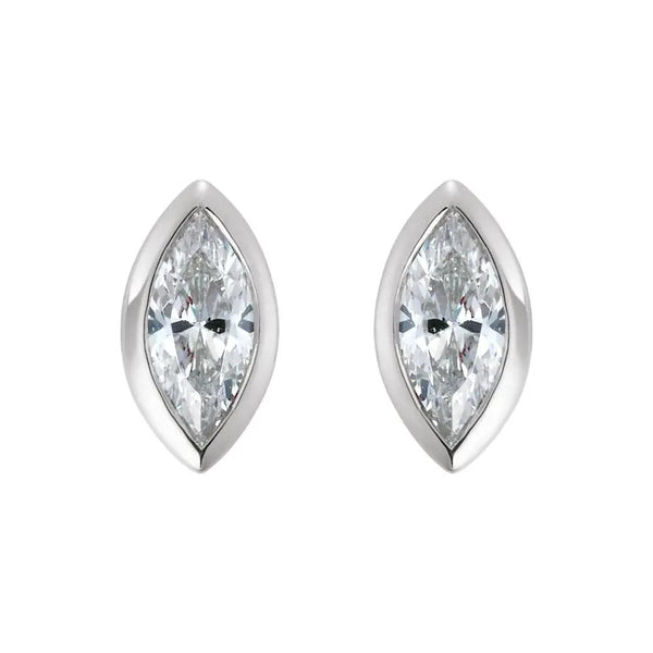 L'Oeil de France, Lab-Grown Diamond Marquise Bezel Stud Earrings