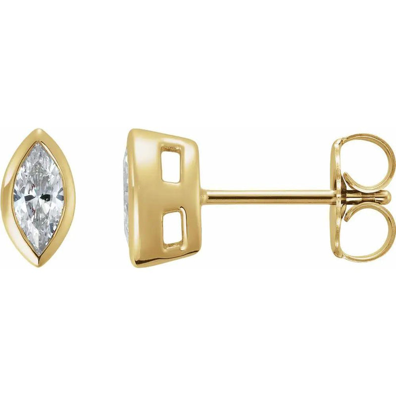 L'Oeil de France, Lab-Grown Diamond Marquise Bezel Stud Earrings