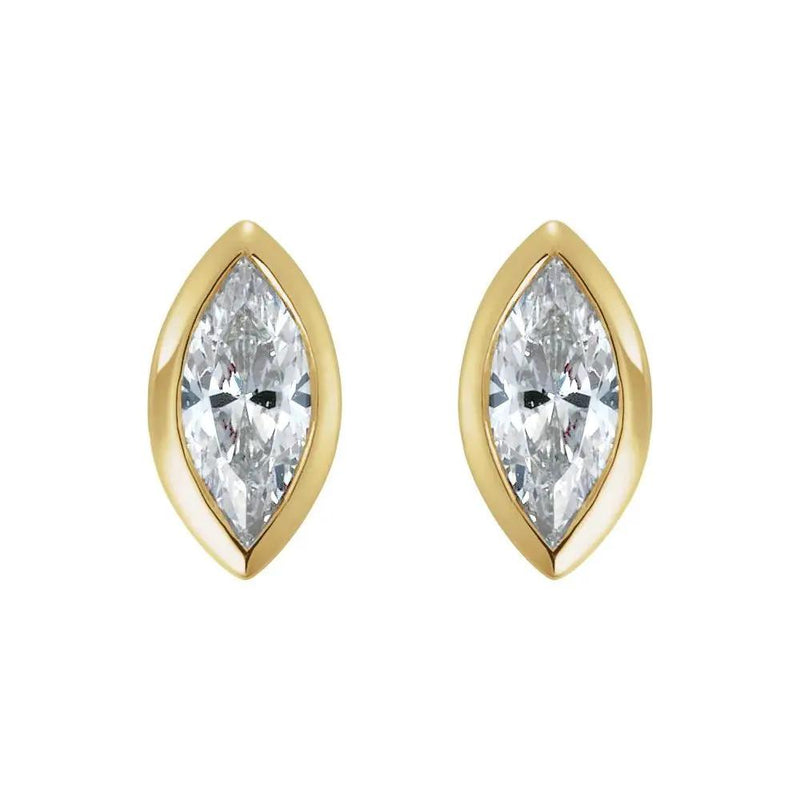 L'Oeil de France, Lab-Grown Diamond Marquise Bezel Stud Earrings