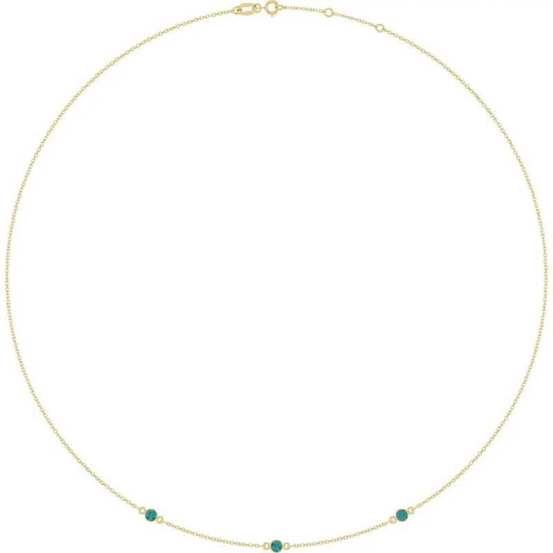 Ricochet sur Luzège, Lab-Grown Alexandrite Bezel Station Necklace