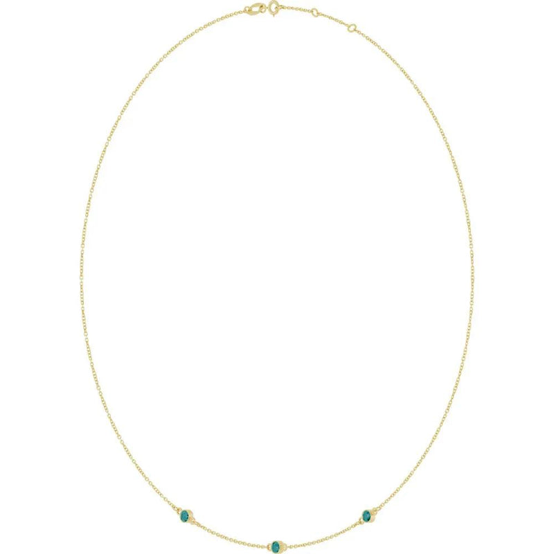 Ricochet sur Luzège, Lab-Grown Alexandrite Bezel Station Necklace
