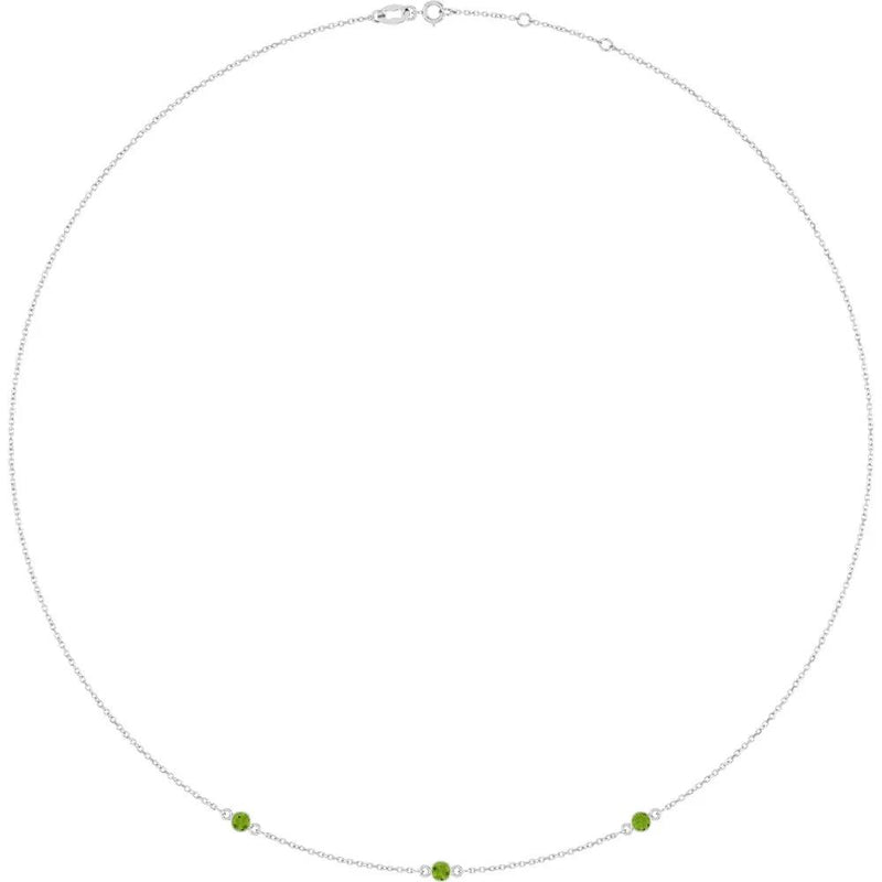 Rosée de Montmartre, Three Stone Peridot Bezel Station Necklace