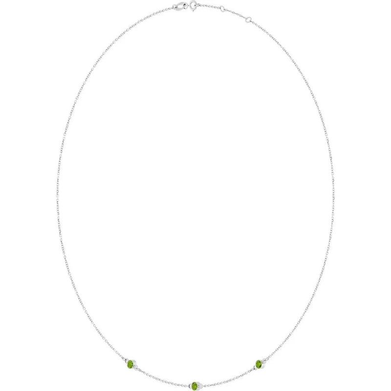 Rosée de Montmartre, Three Stone Peridot Bezel Station Necklace