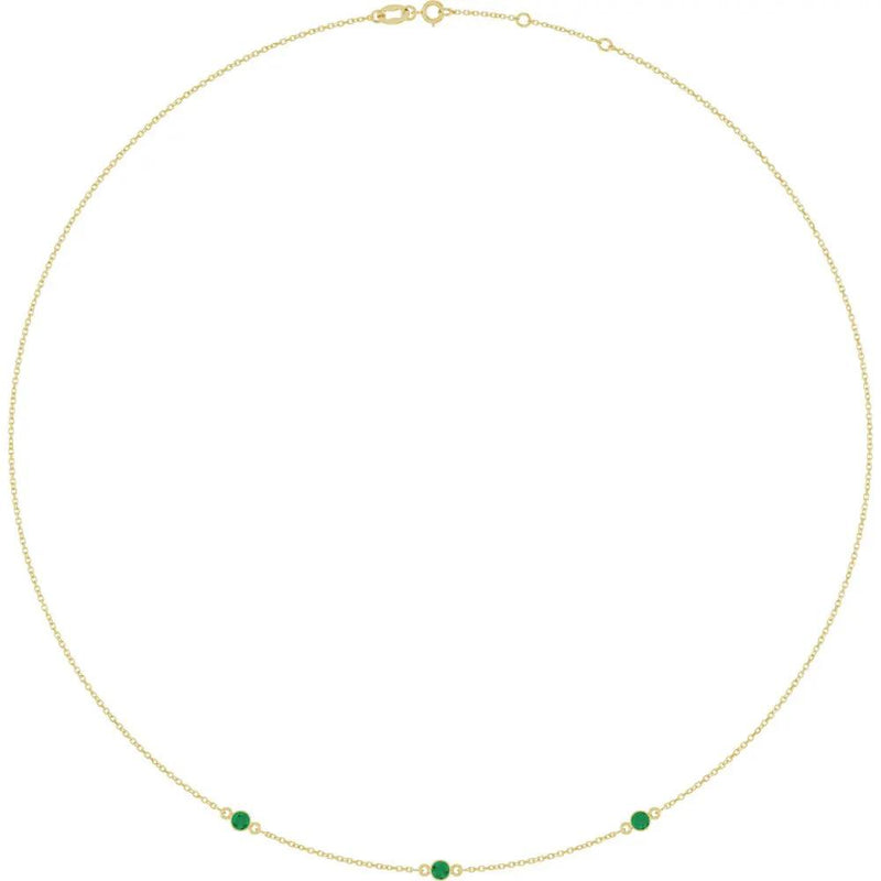 Ricochet sur Luzège, Natural Emerald Bezel Station Necklace