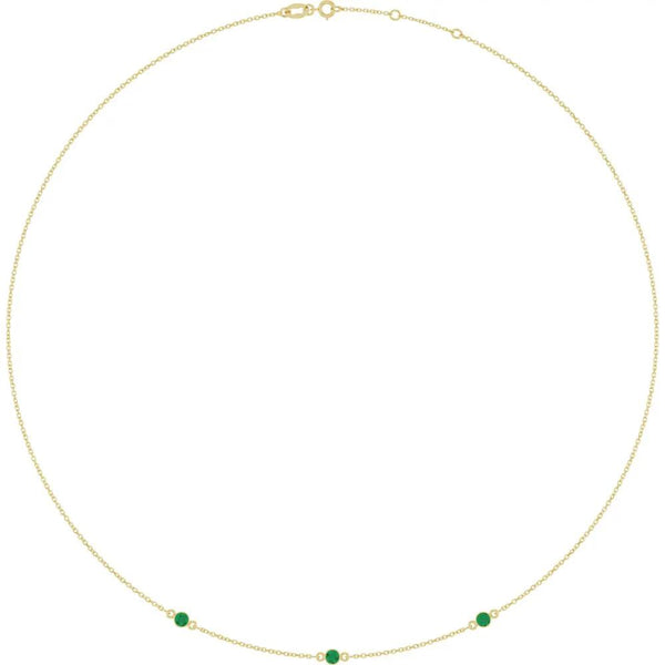 Ricochet sur Luzège, Natural Emerald Bezel Station Necklace