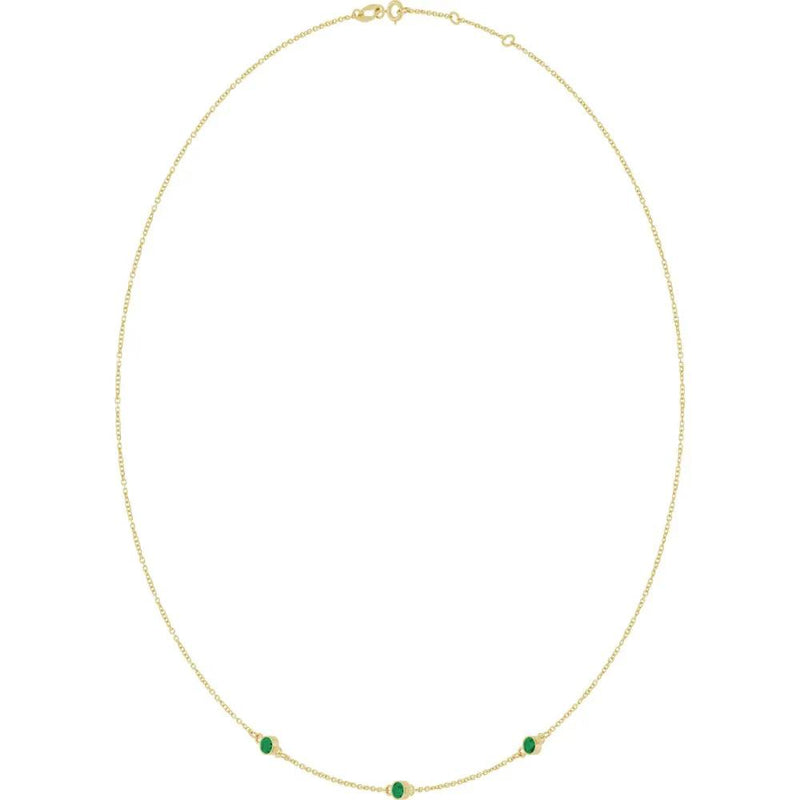 Ricochet sur Luzège, Natural Emerald Bezel Station Necklace