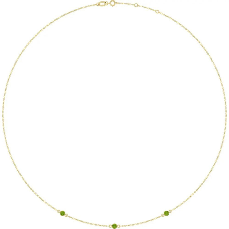 Rosée de Montmartre, Three Stone Peridot Bezel Station Necklace