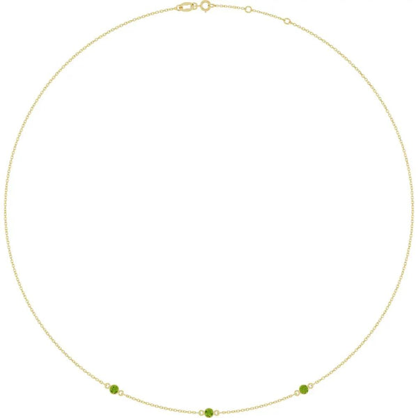 Rosée de Montmartre, Three Stone Peridot Bezel Station Necklace