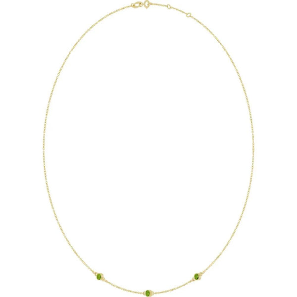 Rosée de Montmartre, Three Stone Peridot Bezel Station Necklace