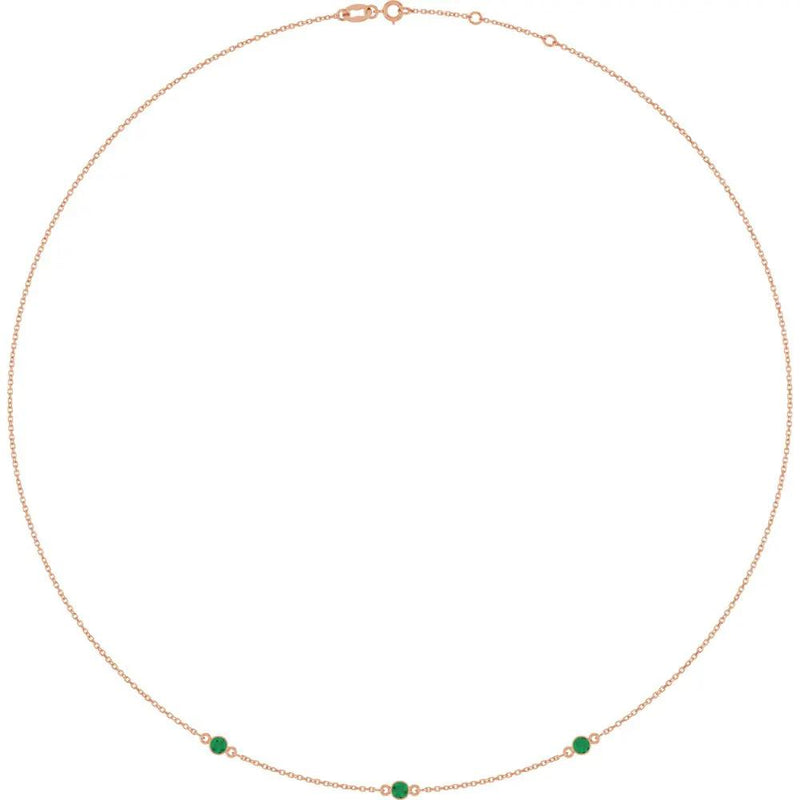 Ricochet sur Luzège, Natural Emerald Bezel Station Necklace