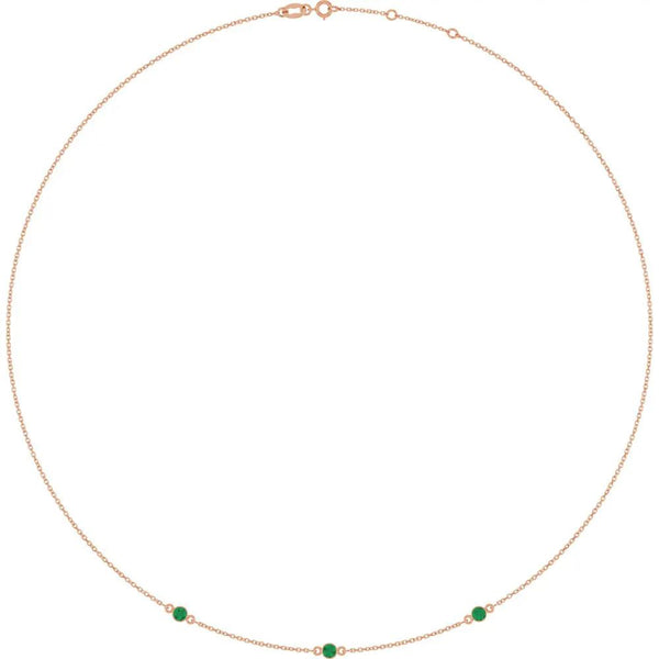 Ricochet sur Luzège, Natural Emerald Bezel Station Necklace