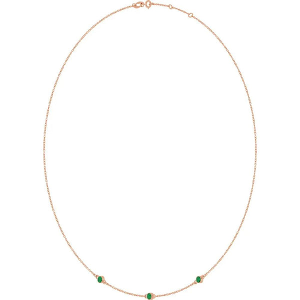 Ricochet sur Luzège, Natural Emerald Bezel Station Necklace