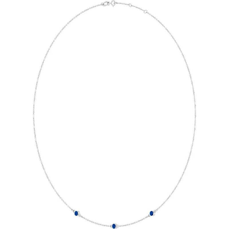 Rosée de Montmartre, Lab Grown Blue Sapphire Bezel Station Necklace