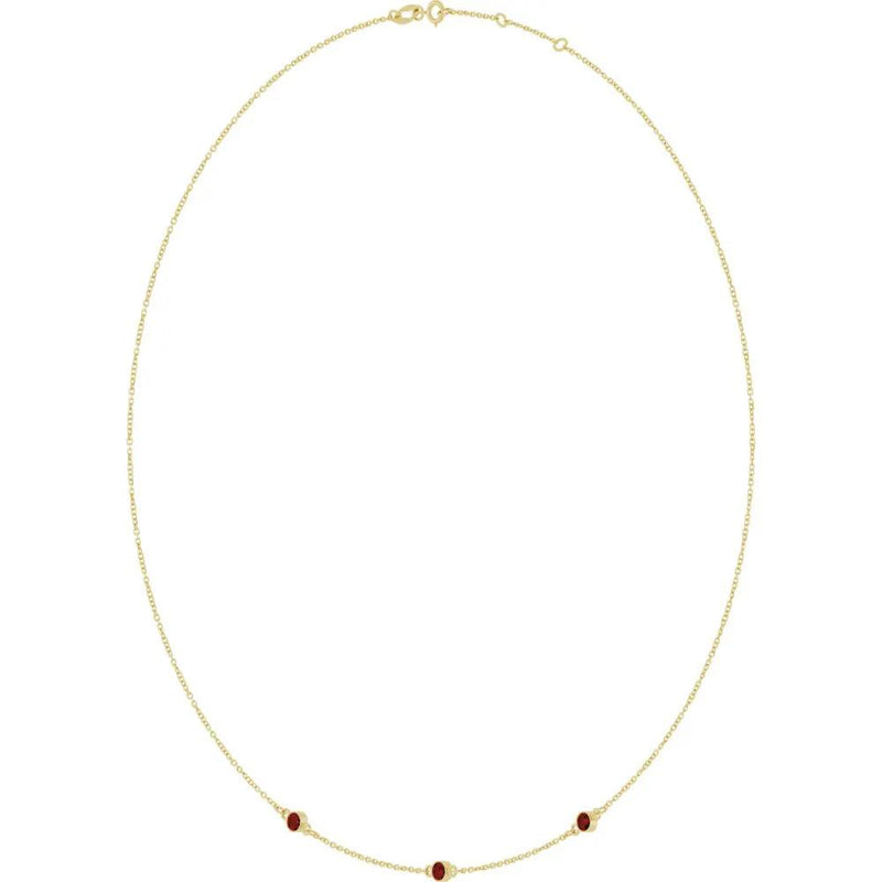 Rosée de Montmartre, Mozambique Garnet Bezel Station Necklace