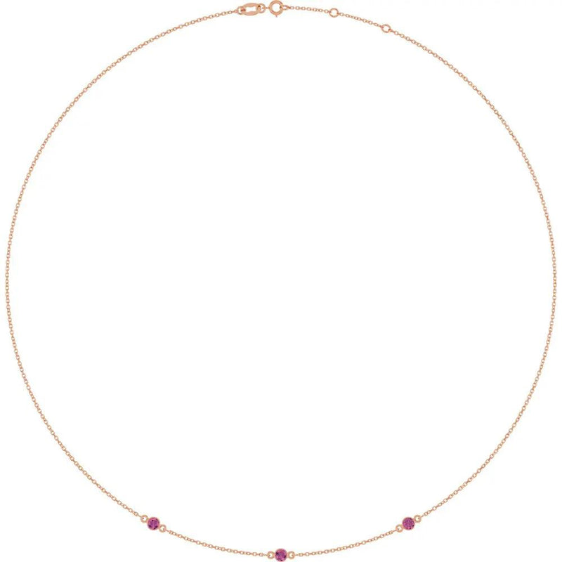 Ricochet sur Luzège, Rose Gold Pink Tourmaline Station Necklace