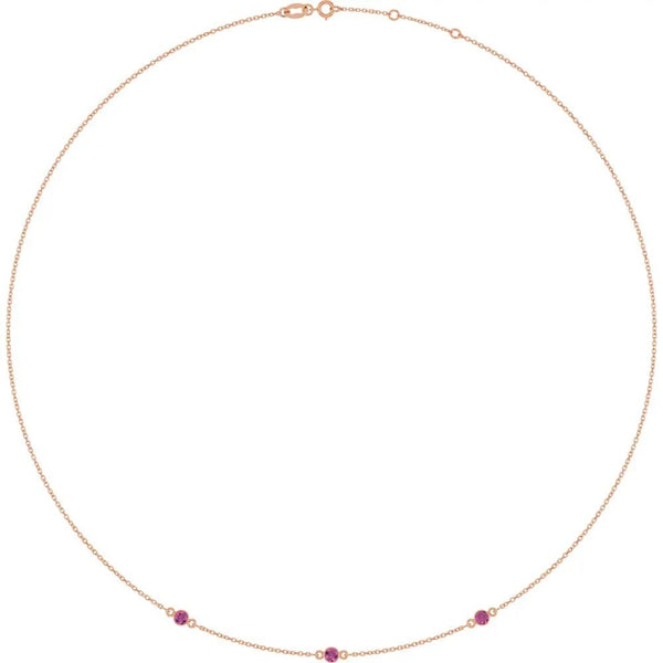 Ricochet sur Luzège, Rose Gold Pink Tourmaline Station Necklace