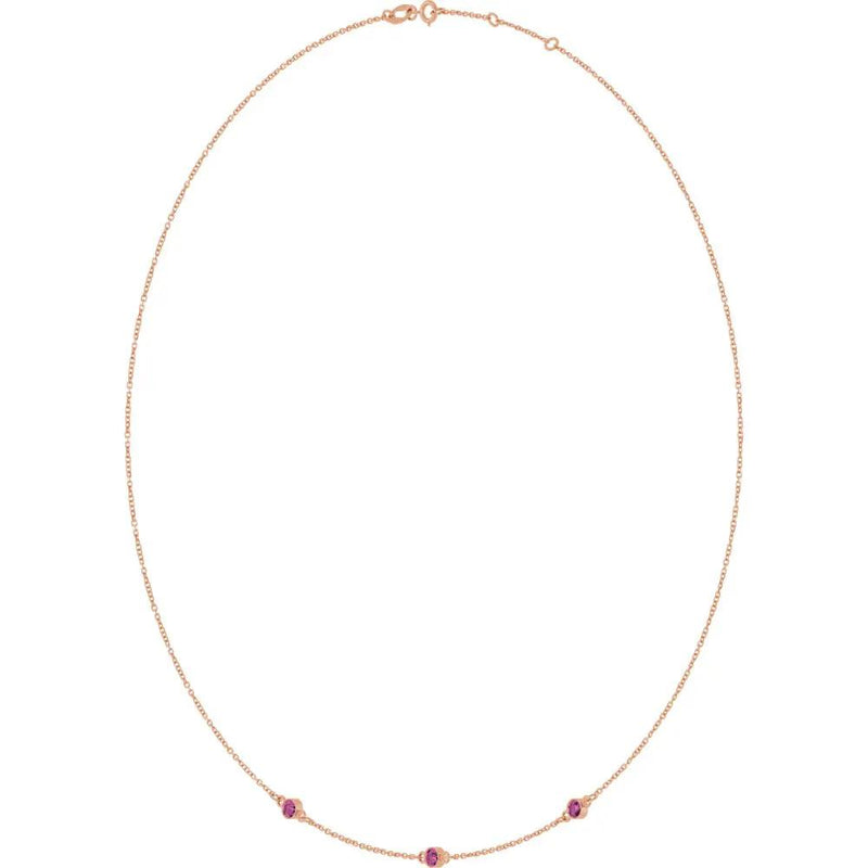 Ricochet sur Luzège, Rose Gold Pink Tourmaline Station Necklace