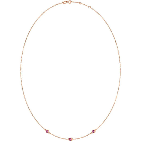 Ricochet sur Luzège, Rose Gold Pink Tourmaline Station Necklace
