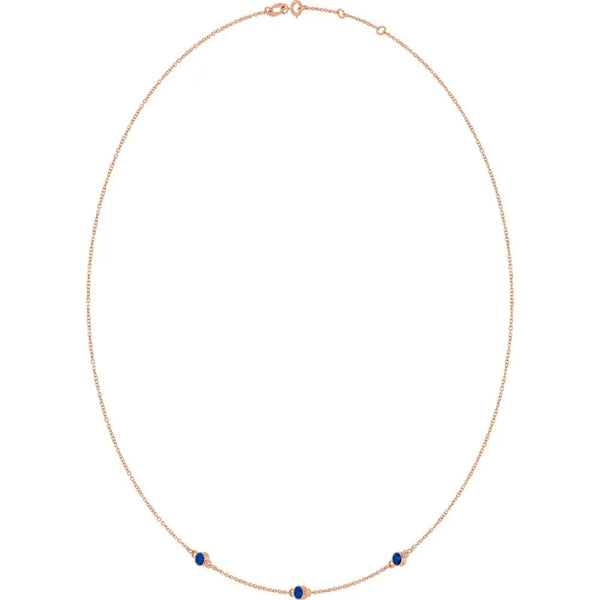 Rosée de Montmartre, Lab Grown Blue Sapphire Bezel Station Necklace