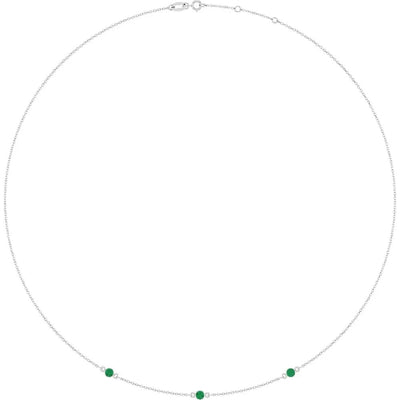 Ricochet sur Luzège, Natural Emerald Bezel Station Necklace