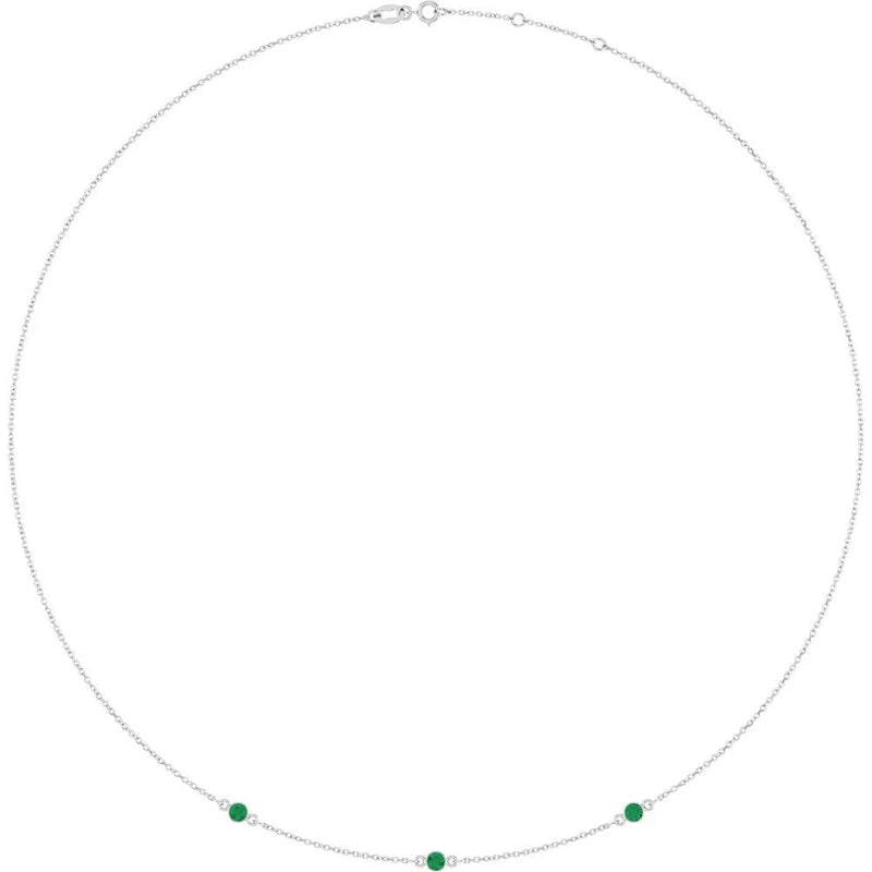 Ricochet sur Luzège, Natural Emerald Bezel Station Necklace