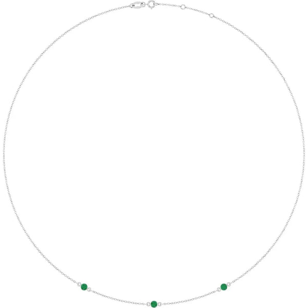 Ricochet sur Luzège, Natural Emerald Bezel Station Necklace