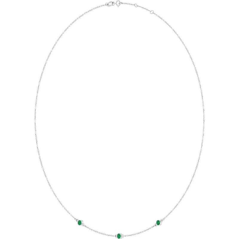 Ricochet sur Luzège, Natural Emerald Bezel Station Necklace