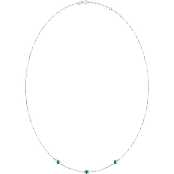 Ricochet sur Luzège, Natural Emerald Bezel Station Necklace