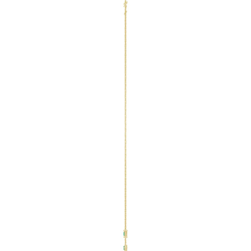 Elegant gold chain necklace featuring a green gemstone pendant