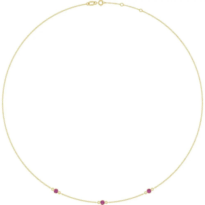 Ricochet sur Luzège, Rose Gold Pink Tourmaline Station Necklace