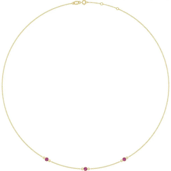 Ricochet sur Luzège, Rose Gold Pink Tourmaline Station Necklace